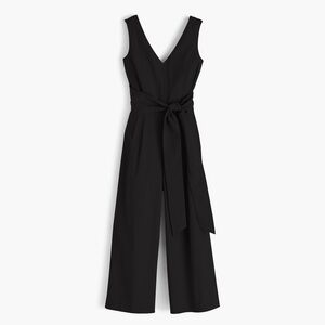 J. Crew Wrap-tie jumpsuit in stretch poplin Black Size 10